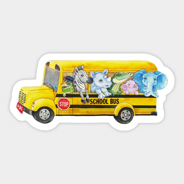 Animal's School bus Sticker by Arteli Studio